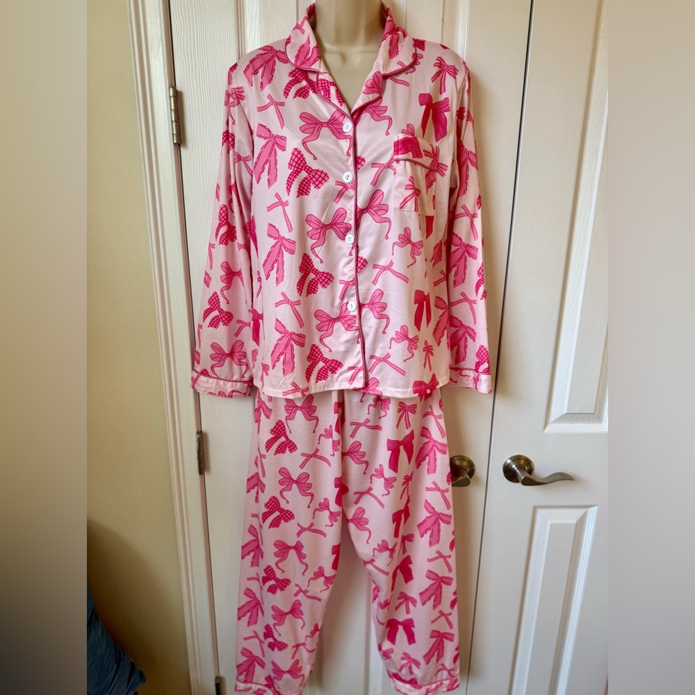 🆕 Pink Bow Women's Pajama Set 🎀💝